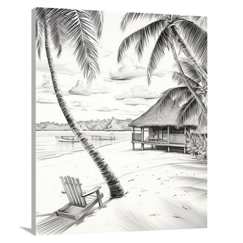 Jamaica's Coastal Serenity - Black And White - Canvas Print