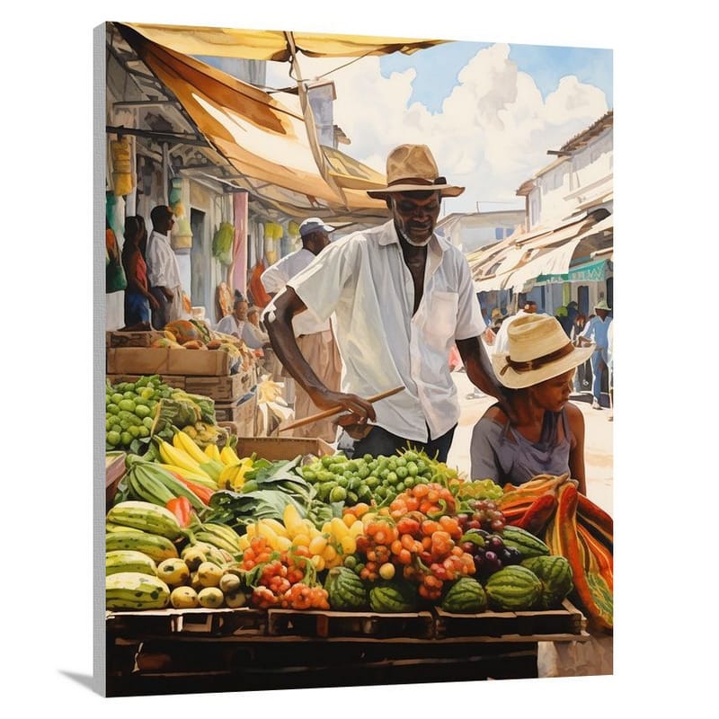 Jamaican Market - Watercolor - Canvas Print