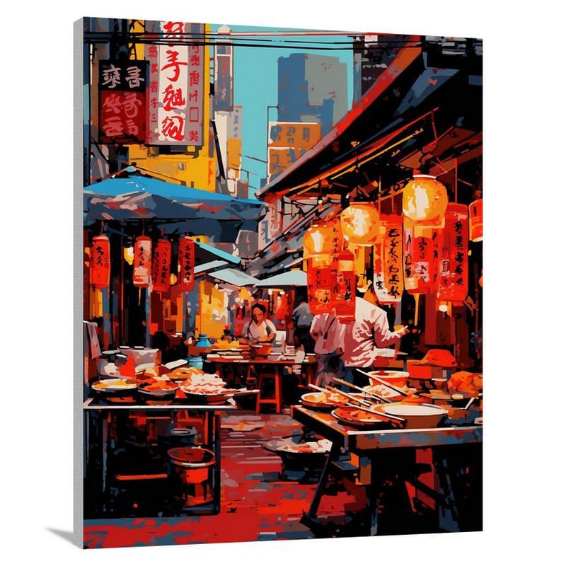 Japan's Vibrant Market - Canvas Print