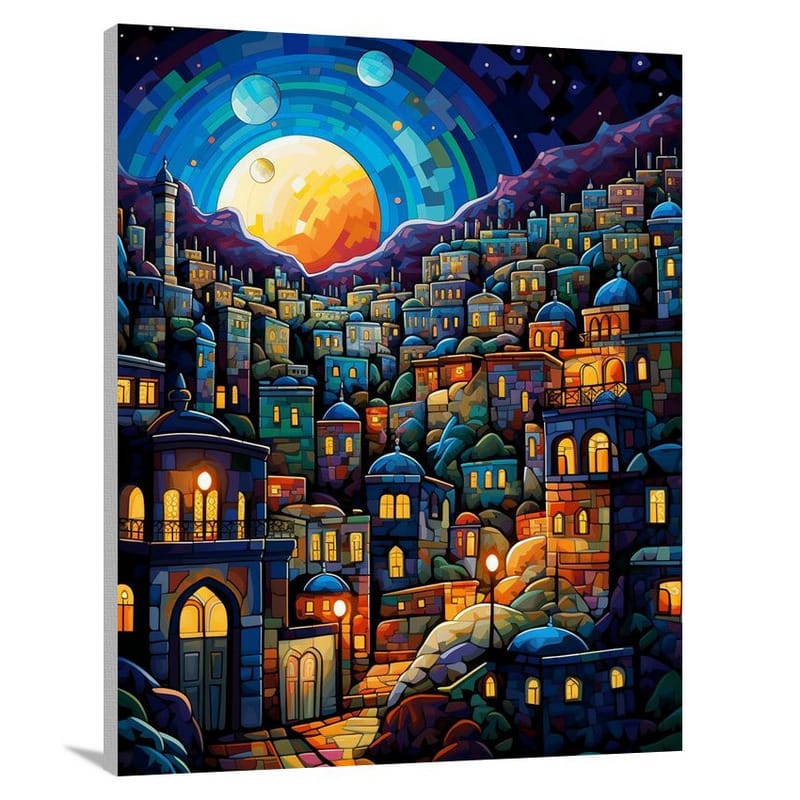 Jerusalem's Mystical Night - Pop Art - Canvas Print