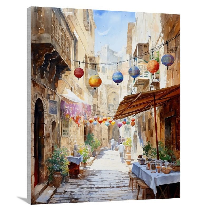 Jerusalem's Vibrant Bazaar - Canvas Print