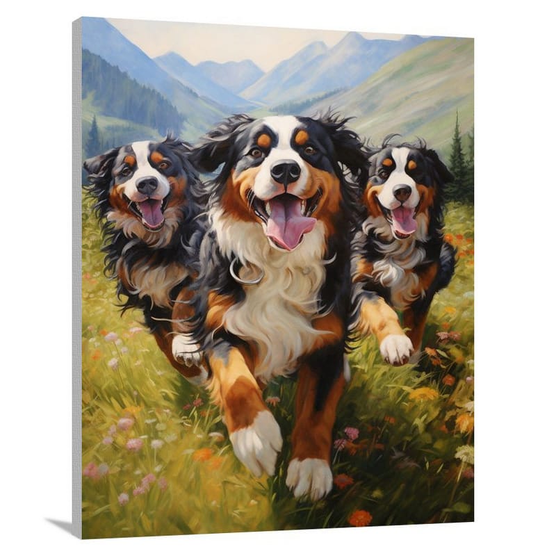 Joyful Canine Symphony: Bernese Mountain Dog - Contemporary Art - Canvas Print