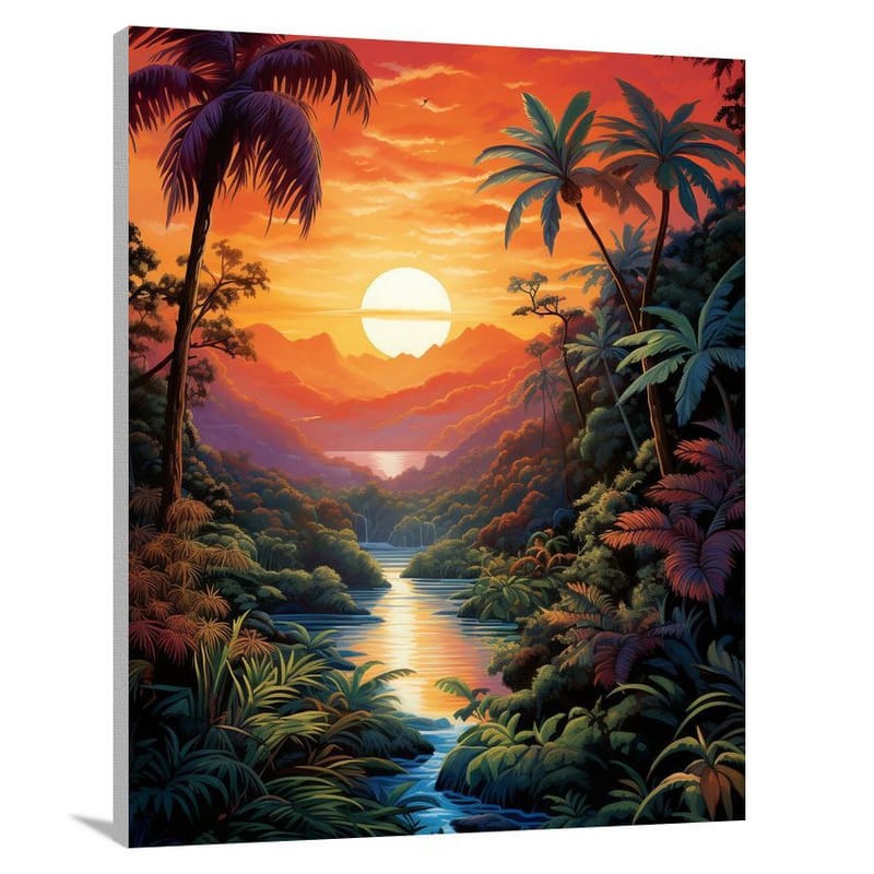 Jungle's Mystical Sunset - Canvas Print