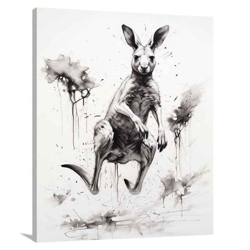 Kangaroo's Leap - Black And White - Canvas Print