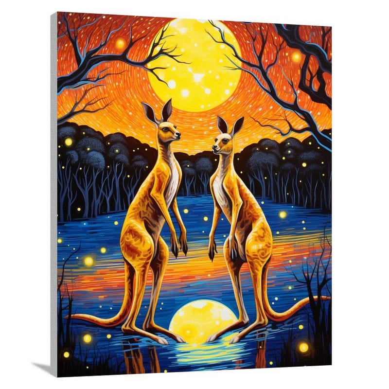 Kangaroo's Nocturnal Dance - Canvas Print