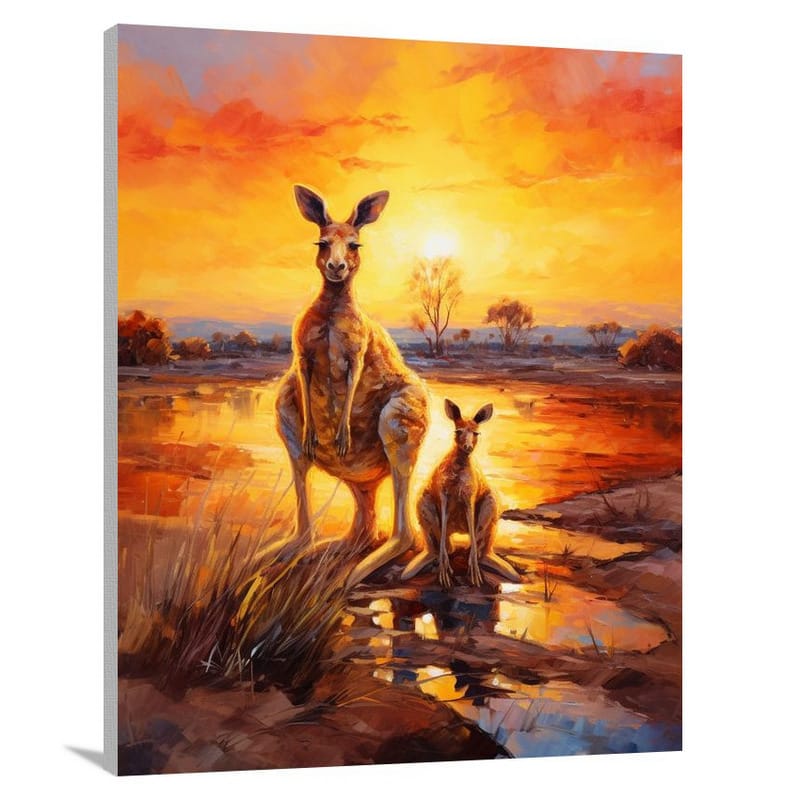 Kangaroo's Serene Outback - Canvas Print