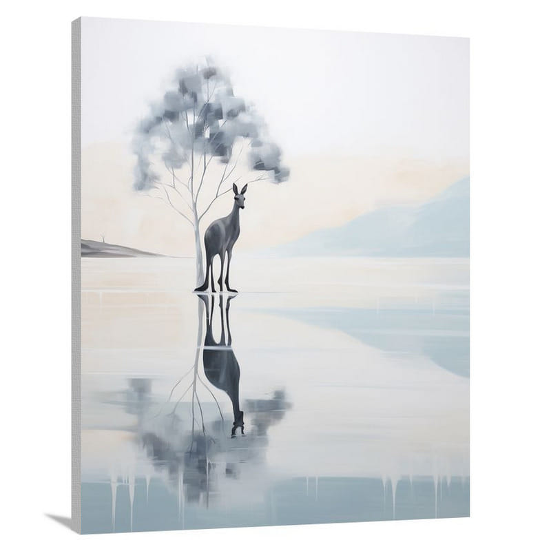 Kangaroo's Serene Reflection - Canvas Print