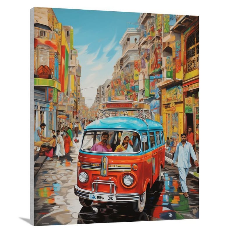 Karachi Streets: A Cultural Fusion - Canvas Print