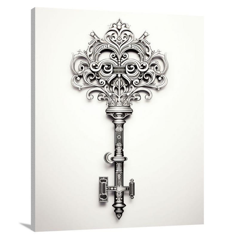 Key of Intricacies - Black And White - Canvas Print