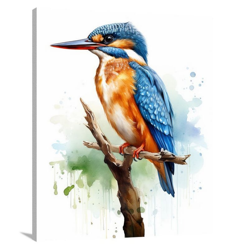 Kingfisher's Majesty - Watercolor - Canvas Print