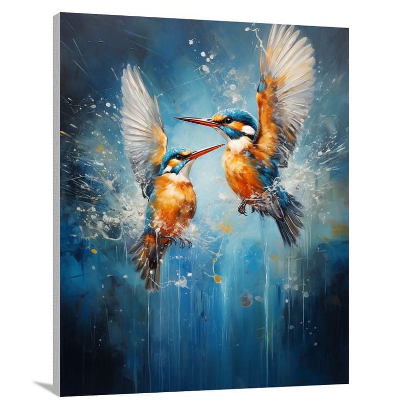 Kingfisher's Melodic Flight - Canvas Print