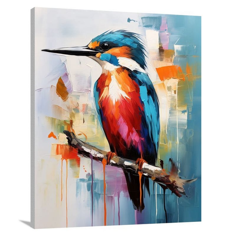 Kingfisher's Vibrant Mirage - Minimalist - Canvas Print