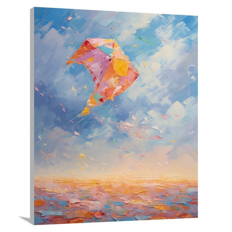 Kite's Playful Dance - Impressionist - Canvas Print