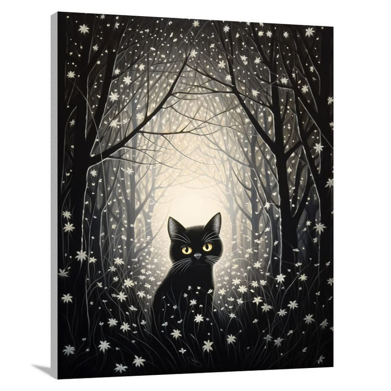 Kitten's Moonlit Majesty - Canvas Print