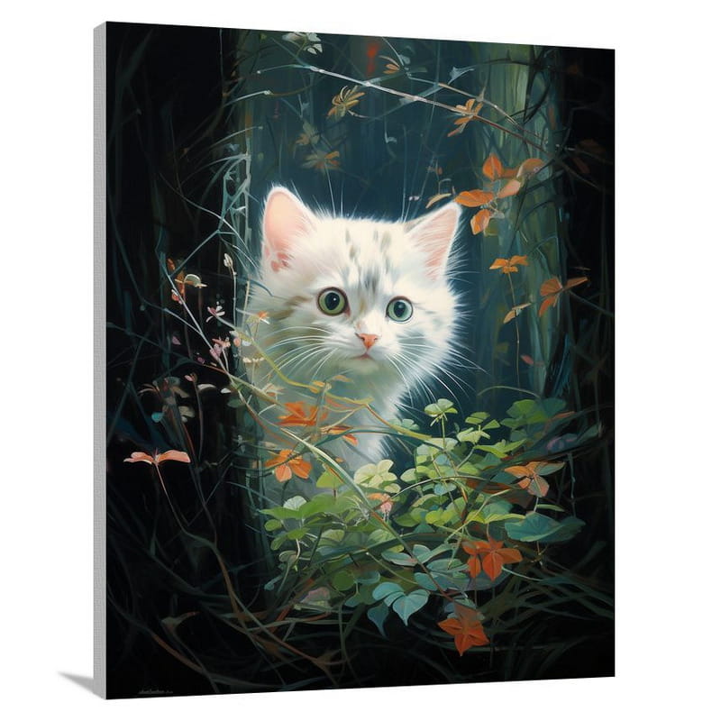 Kitten's Moonlit Majesty - Contemporary Art - Canvas Print