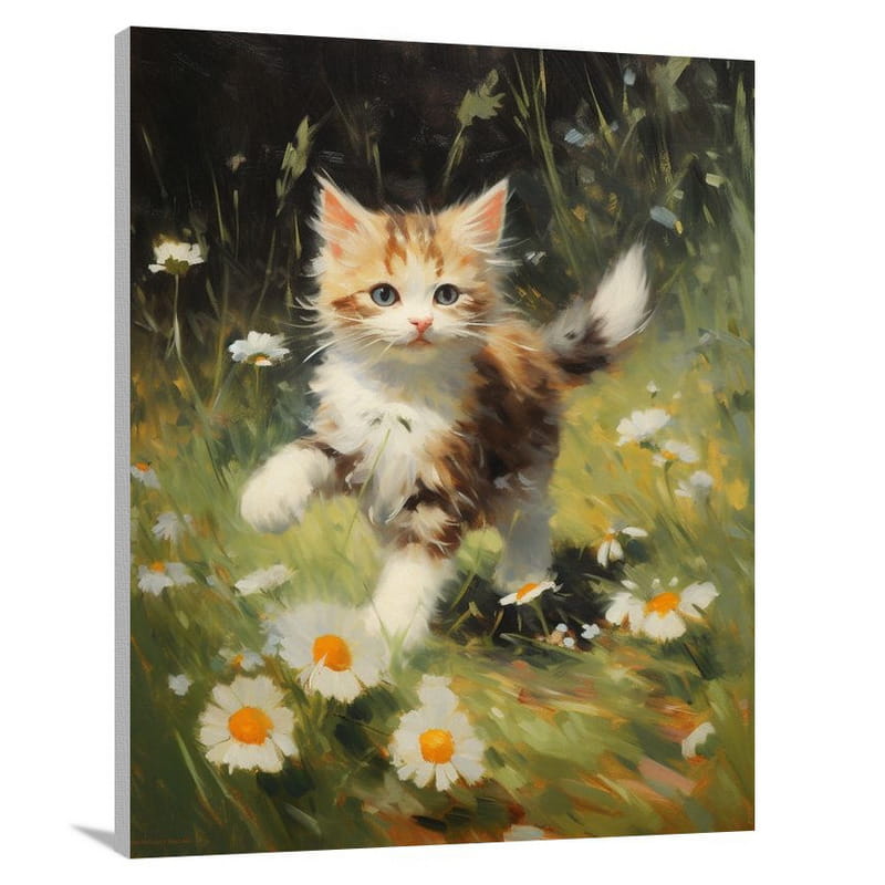 Kitten's Playful Chase - Canvas Print