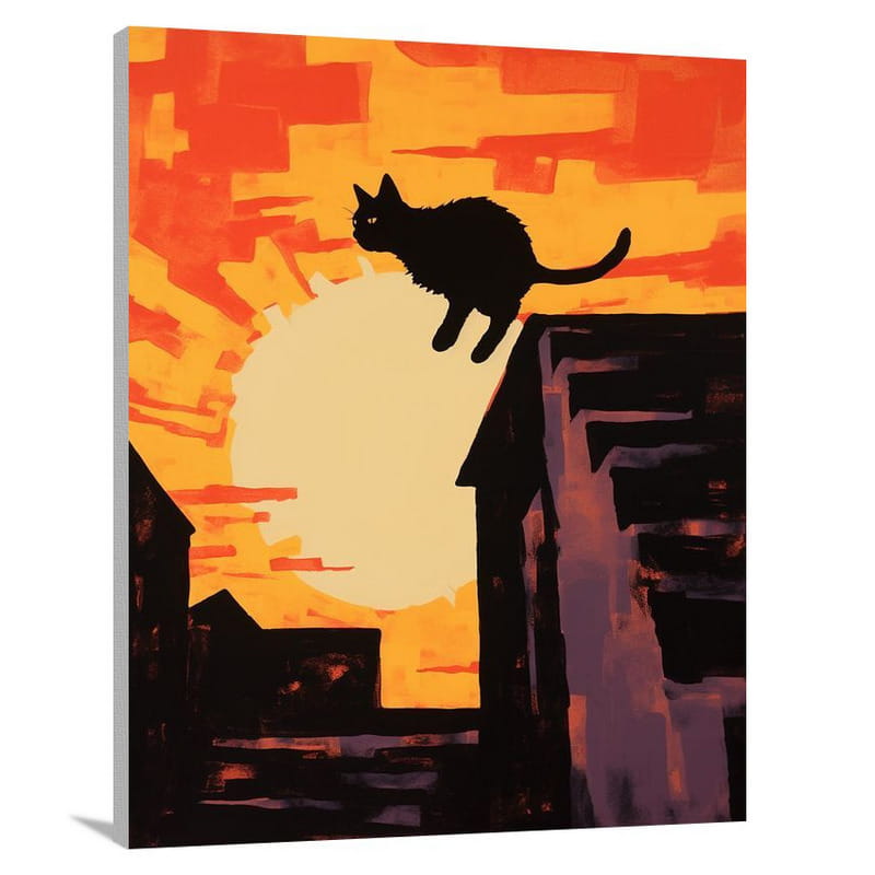 Kitten's Rooftop Dance - Minimalist - Canvas Print