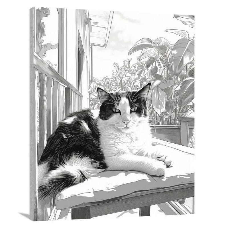 Kitten's Serene Sunbath - Canvas Print