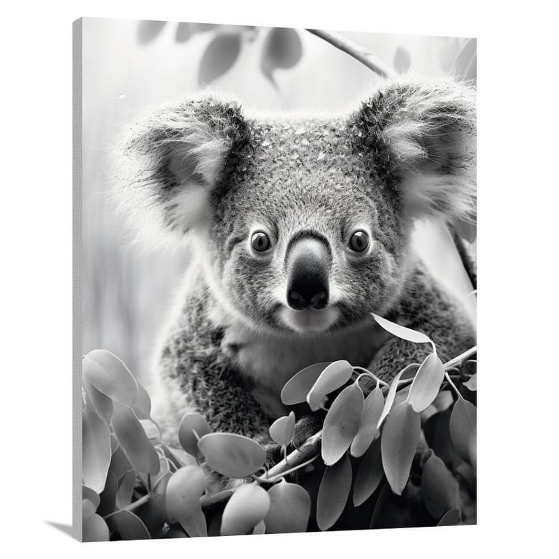 Koala's Gaze - Black And White - Canvas Print