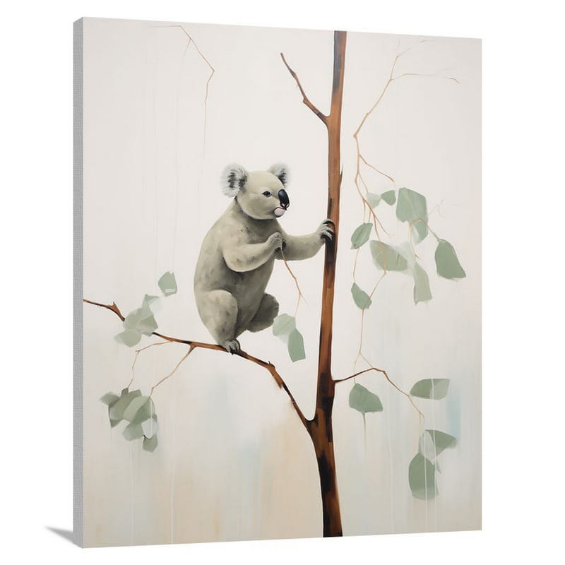 Koala's Whimsical Leap - Minimalist - Canvas Print