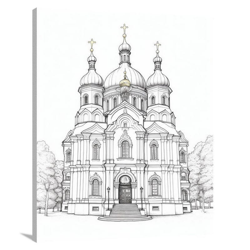 Kyiv's European Splendor - Black And White - Canvas Print