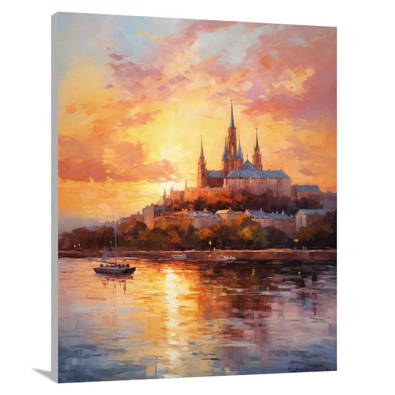 KyivSunset: A Golden Glow - Impressionist - Canvas Print