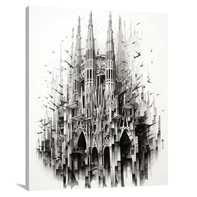La Sagrada Familia: Divine Whispers - Black And White - Canvas Print