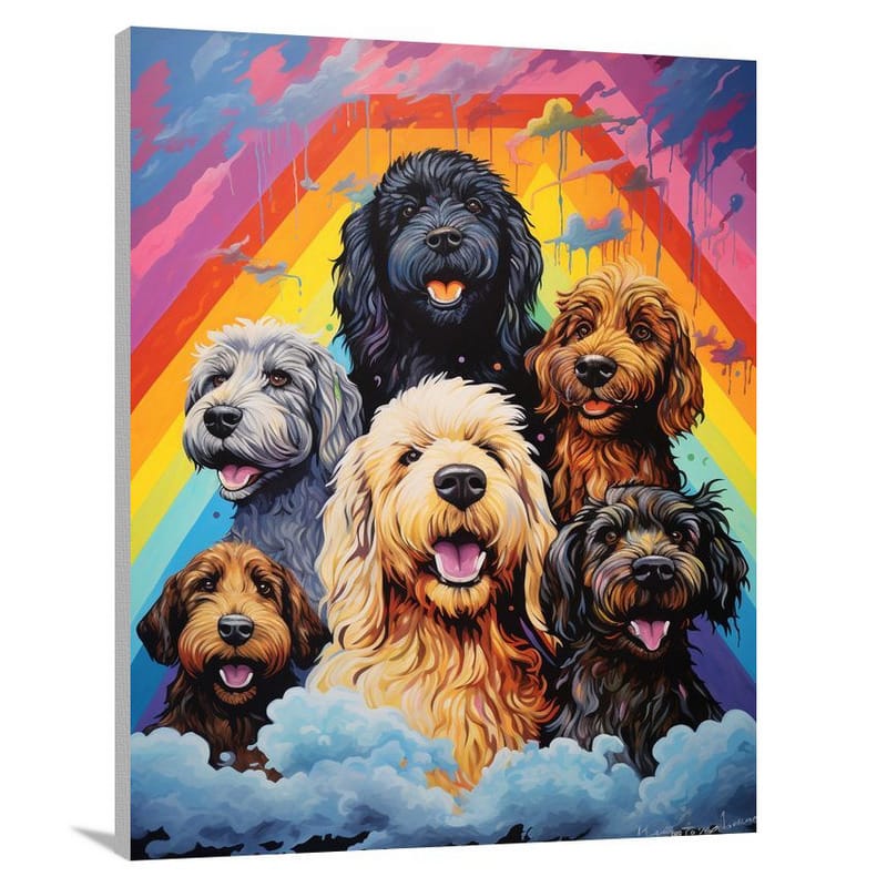 Labradoodle's Rainbow Reunion - Canvas Print