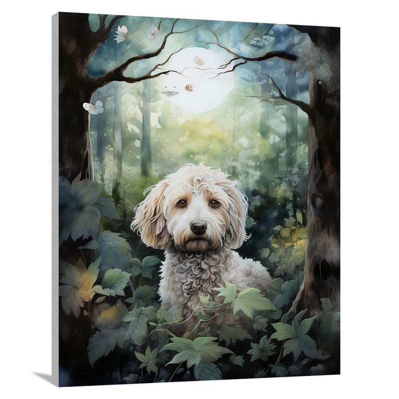 Labradoodle's Serene Gaze - Watercolor - Canvas Print