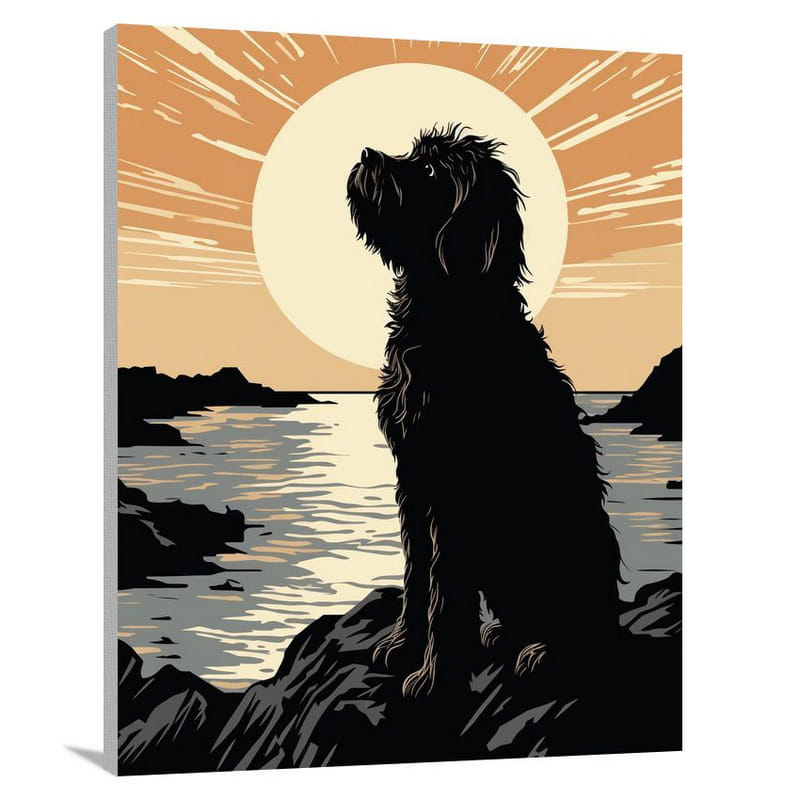 Labradoodle's Sunset Serenade - Canvas Print