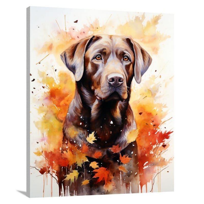 Labrador's Autumn Loyalty - Watercolor - Canvas Print