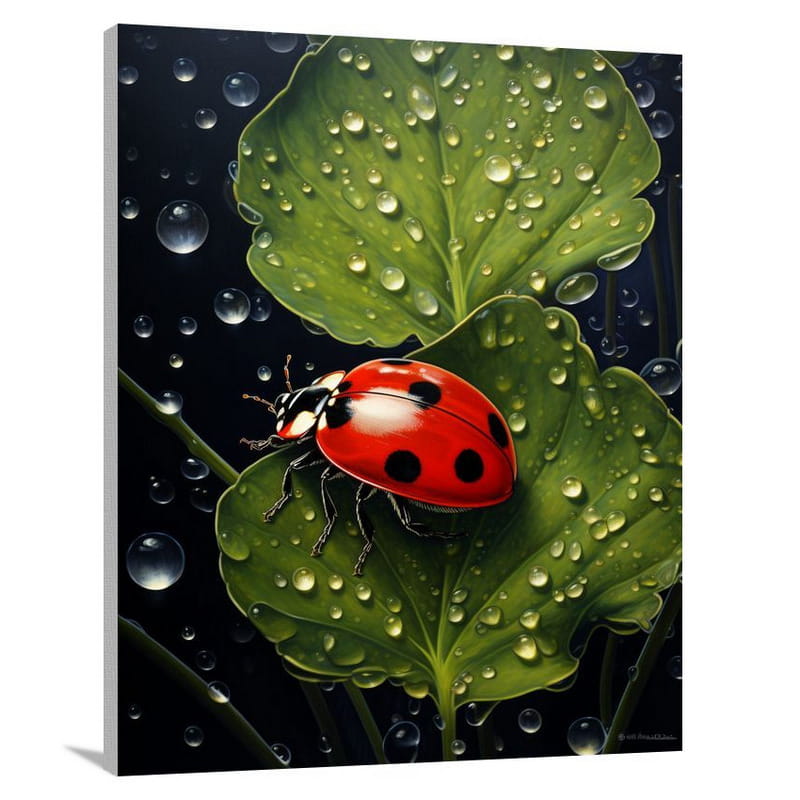 Ladybug's Dewy Haven - Canvas Print