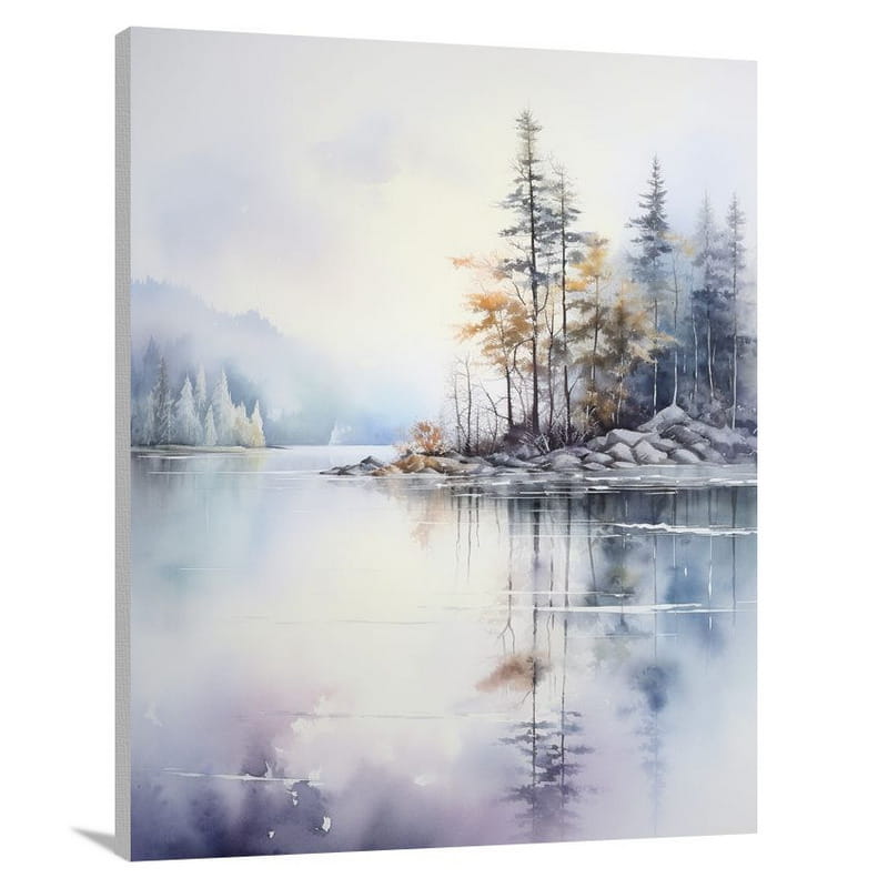 Lake Reflections: Misty Morning Serenity - Canvas Print