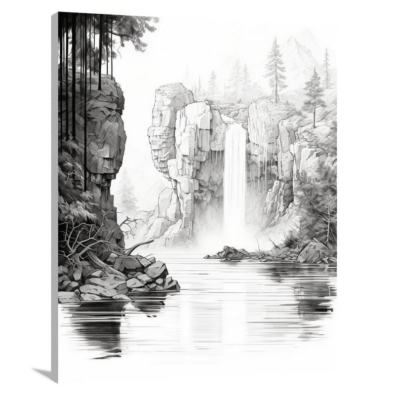 Lake's Serenity - Black And White - Canvas Print