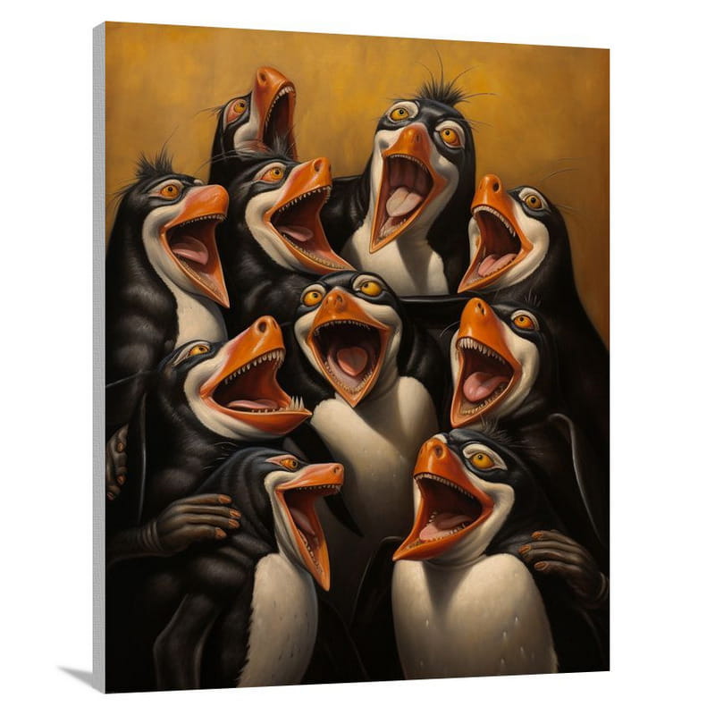 Laughing Penguins: Animal Humor - Canvas Print
