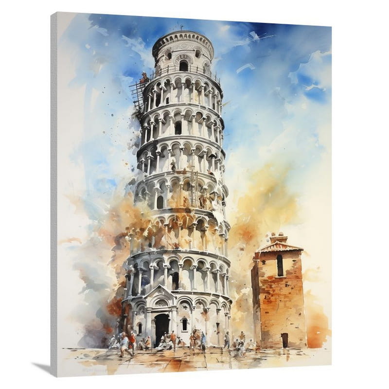 Leaning Tower's Enigmatic Whispers - Canvas Print
