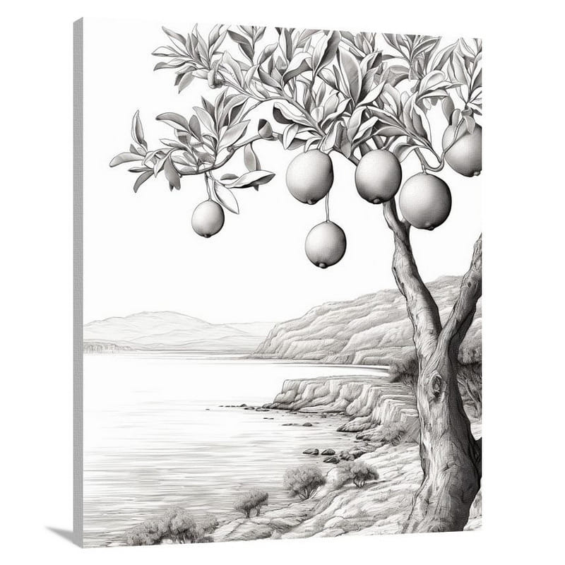 Lemon Harvest - Black And White - Canvas Print