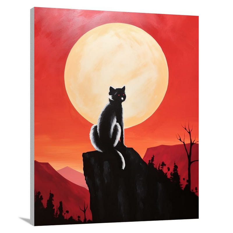 Lemur's Crimson Journey - Minimalist - Canvas Print