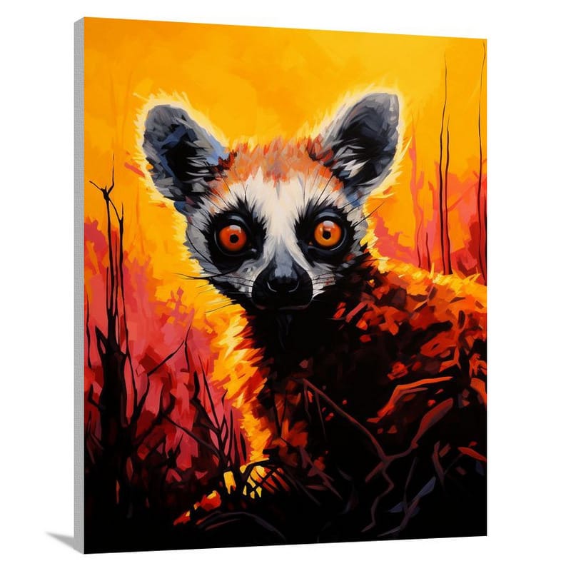 Lemur's Fiery Gaze - Canvas Print