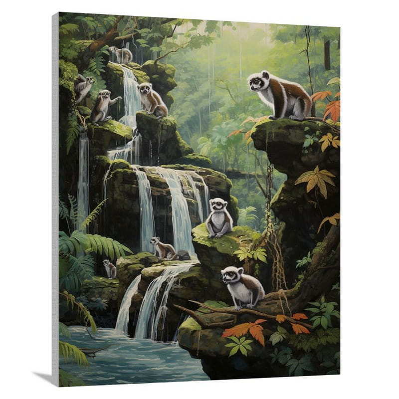 Lemur's Jungle Symphony - Contemporary Art - Canvas Print