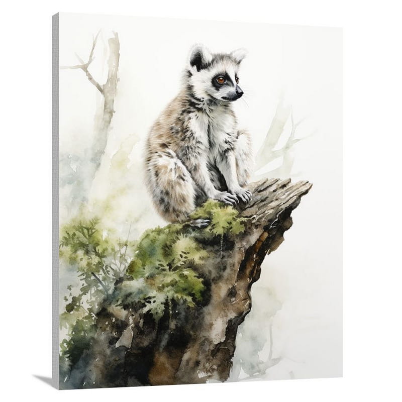 Lemur's Solitude - Watercolor - Canvas Print
