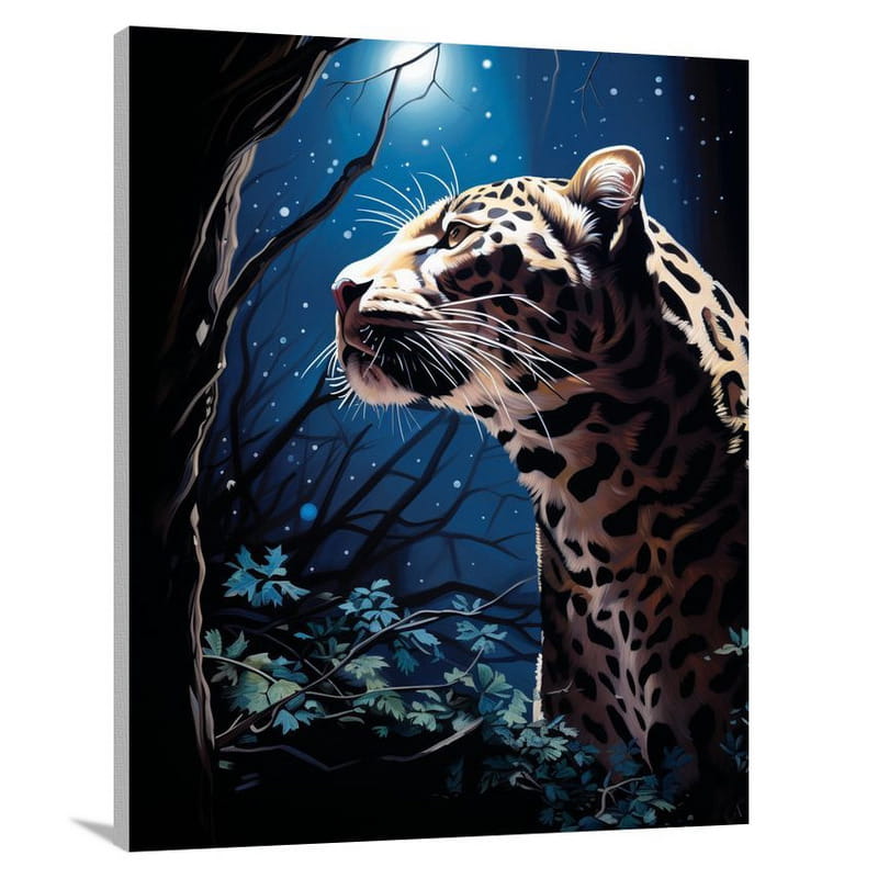 Leopard's Dance: Moonlight & Shadows - Canvas Print