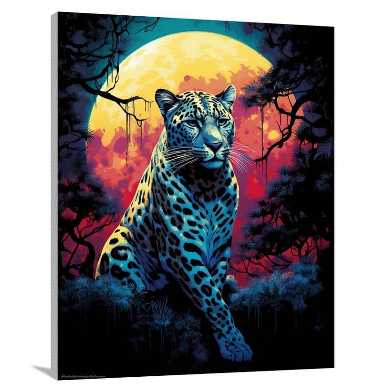 Leopard's Dance: Moonlight & Shadows - Pop Art - Canvas Print