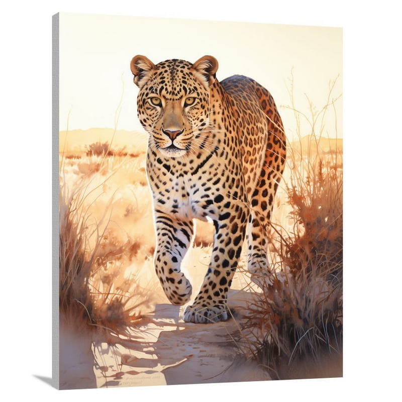 Leopard's Twilight Encounter - Canvas Print