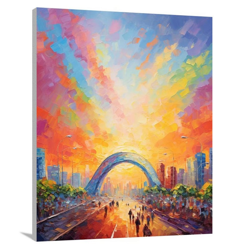 LGBTQ+ Pride: Rainbow Cityscape - Canvas Print