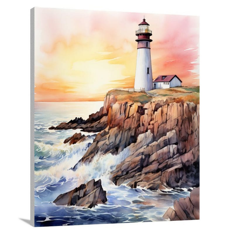 Lighthouse's Solace - Watercolor - Canvas Print