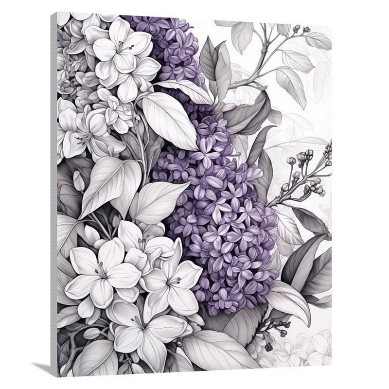 Lilac Symphony - Black And White - Canvas Print