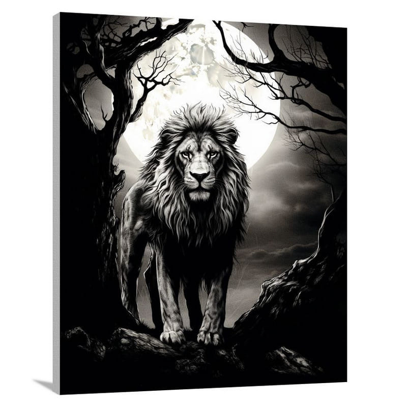 Lion's Majesty - Black And White 2 - Canvas Print