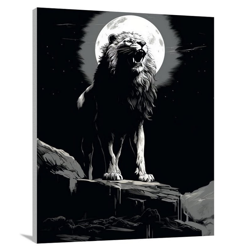 Lion's Majesty - Black And White - Canvas Print