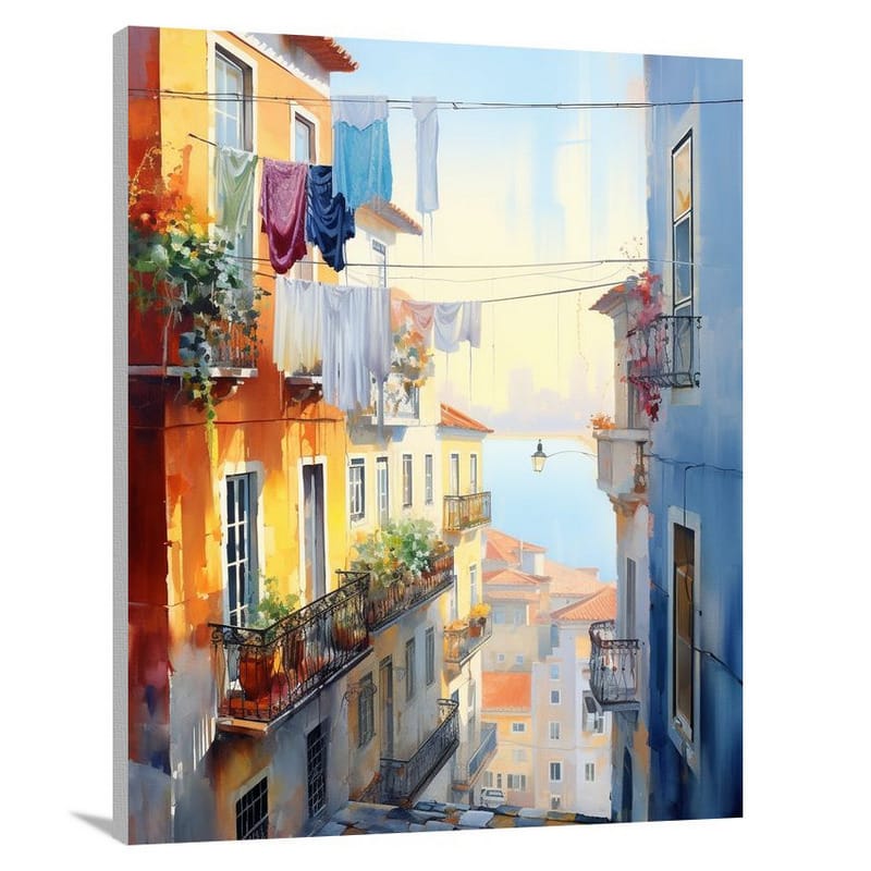 Lisbon's Laundry Symphony - Canvas Print